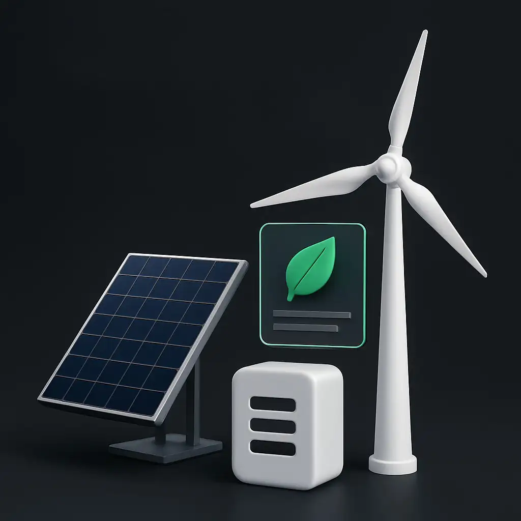Green leaf icon representing environmental benefits of renewables